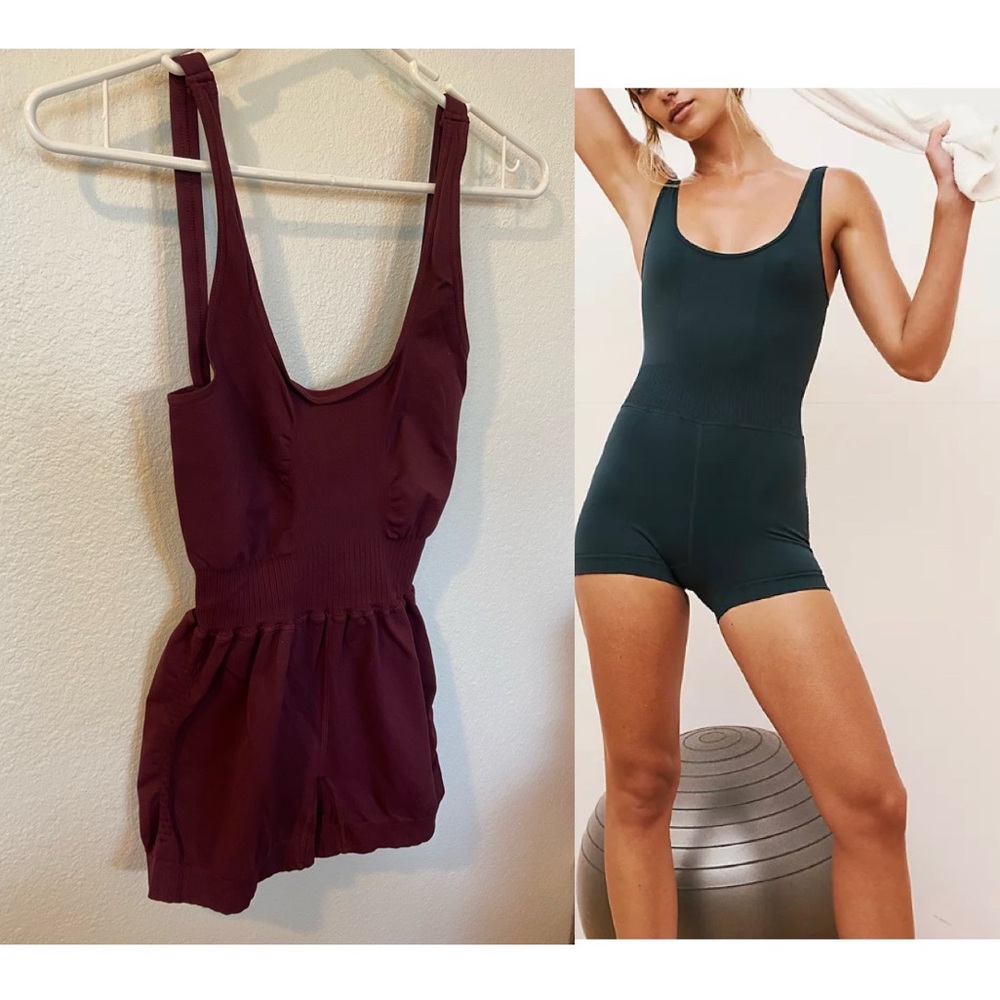 Free people movement Good Karma Runsie color burgundy